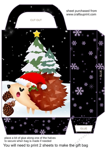 Christmas hedgehog gift bag 3