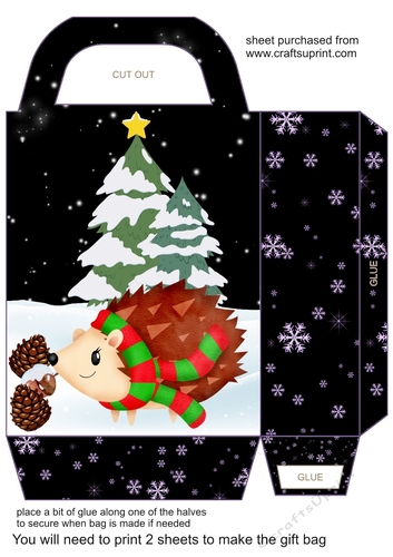Christmas hedgehog gift bag 4