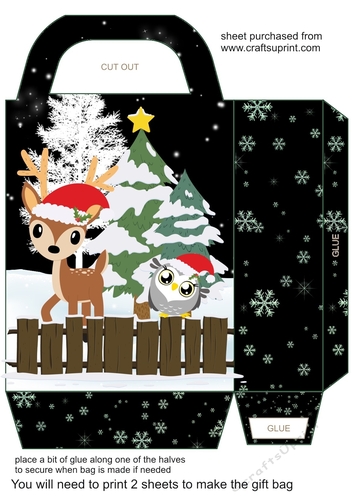 Christmas woodland animals gift bag 1