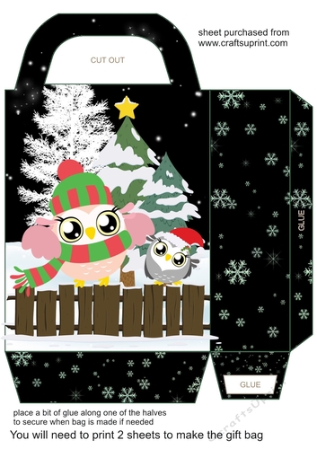 Christmas woodland animals gift bag 2