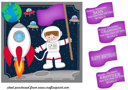 Son/Brother/Grandson/Space birthday card front