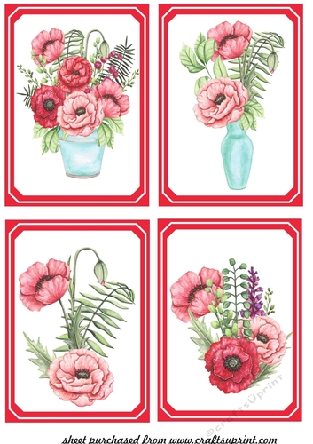 4 Red poppy toppers