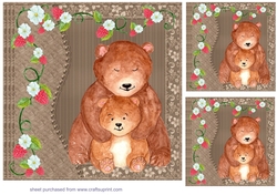 3 Brown bear card fronts/toppers