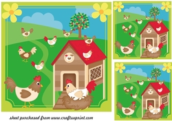 3 All about the chickens card fronts/toppers