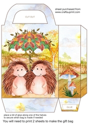 Autumn hedgehogs gift bag