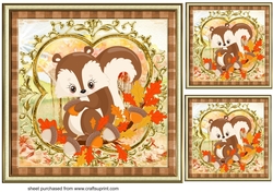 3 Autumn squirrel card fronts/toppers