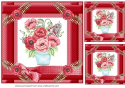 3 Red poppies card fronts/toppers 1