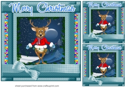 3 Christmas moose card fronts/toppers