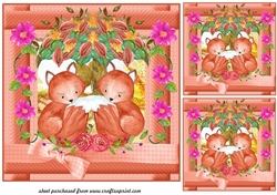 3 Fox with leaf umbrella card fronts/toppers 2