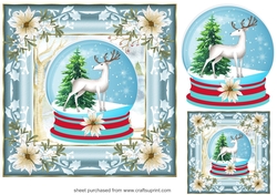 Snow globe Christmas stag card front 1
