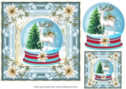 Snow globe Christmas stag card front 2