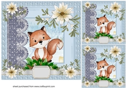 3 cute fox Christmas card fronts/toppers