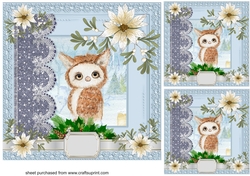 3 cute owl Christmas card fronts/toppers