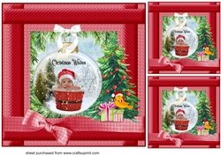 3 Red Christmas bauble card fronts/toppers 3