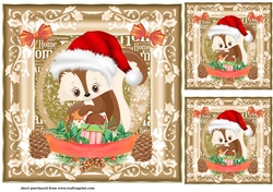 3 Framed Christmas squirrel card fronts/toppers