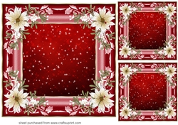 3 Red and white poinsettia card front/topper blanks
