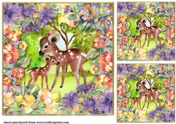 3 Multi floral deer card fronts/toppers