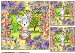 3 Multi floral rabbit card fronts/toppers