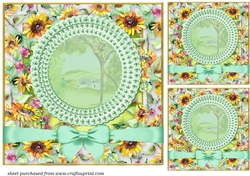 3 Floral green inner and bow card front/topper blanks