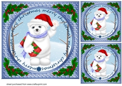 3 Framed polar bear card fronts/toppers