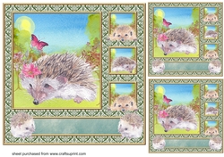 3 Quintet frame hedgehog card fronts/toppers