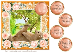 Peach floral bear card front