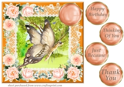 Peach floral butterfly card front