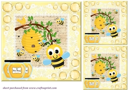 3 Bee themed card fronts/toppers