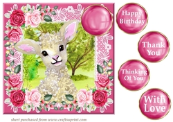 Pink cute lamb card front