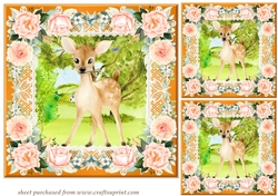 3 Peach cute deer card fronts/toppers