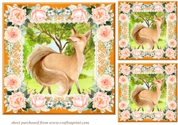 3 Peach cute fox card fronts/toppers