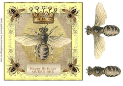 Queen bee birthday card front