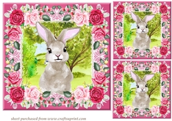 3 Pink bunny card fronts/toppers