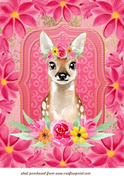 Large floral fawn topper