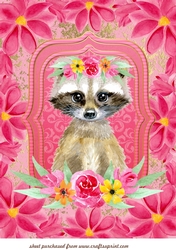 Large floral raccoon topper