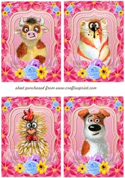 4 Floral cartoon animal toppers 1