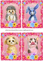 4 Floral cartoon animal toppers 2