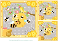 3 Floral bee card front/toppers