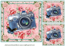 3 Floral camera card fronts/toppers