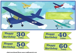 Large 30/40/50/60 Birthday plane fly pass card front
