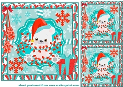3 Blue and red polar bear card fronts/toppers 4