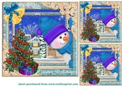 Blue Christmas snowman card fronts/toppers 2