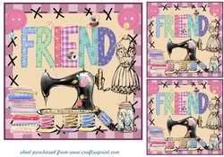 3 Friend sewing themed card fronts/toppers