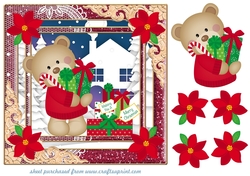 Bear with Christmas presents card front