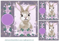 3 Lilac bunny card fronts/toppers