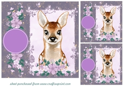3 Lilac deer card fronts/toppers
