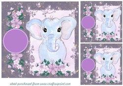 3 Lilac elephant card fronts/toppers