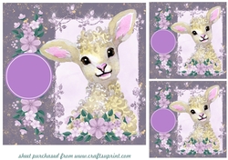 3 Lilac lamb card fronts/toppers