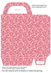 Dark pink roses gift bag