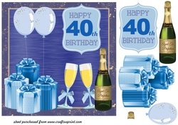 Blue Age 40 Birthday card front